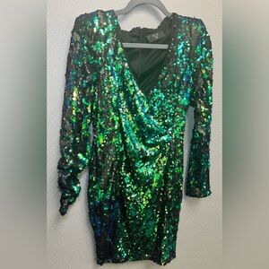 Sequin Green and Purple Dress. PRELOVED!